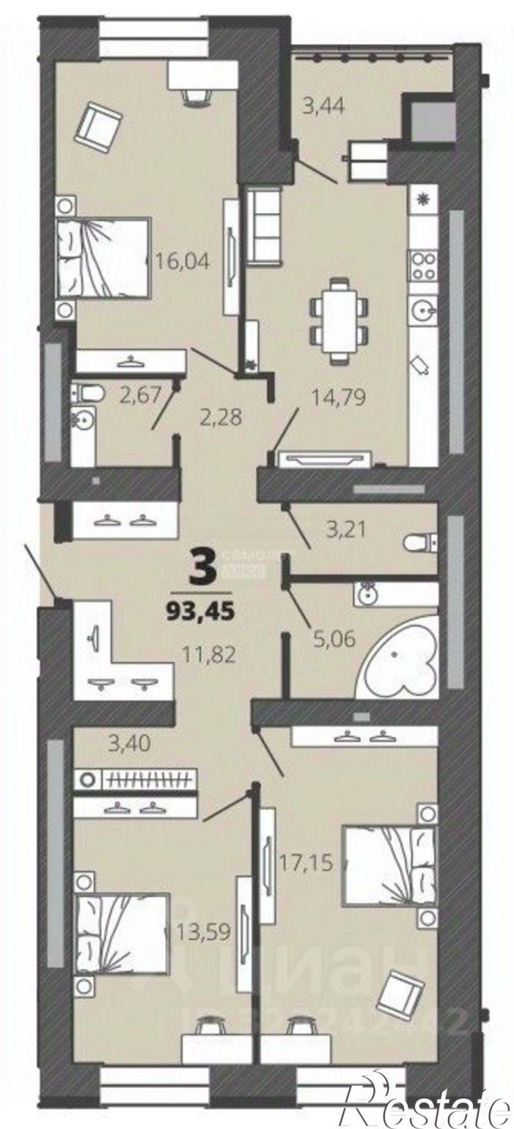 3-комн квартира Рязань г., Московский