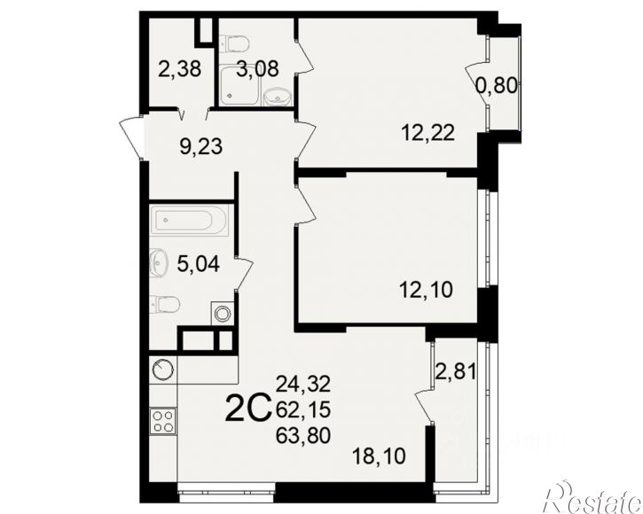 2-комн квартира в новом доме Южный переулок, 10,  д. 10