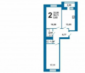 2-комн, 60кв м, этаж 9/10 Михайловское шоссе, 234 1