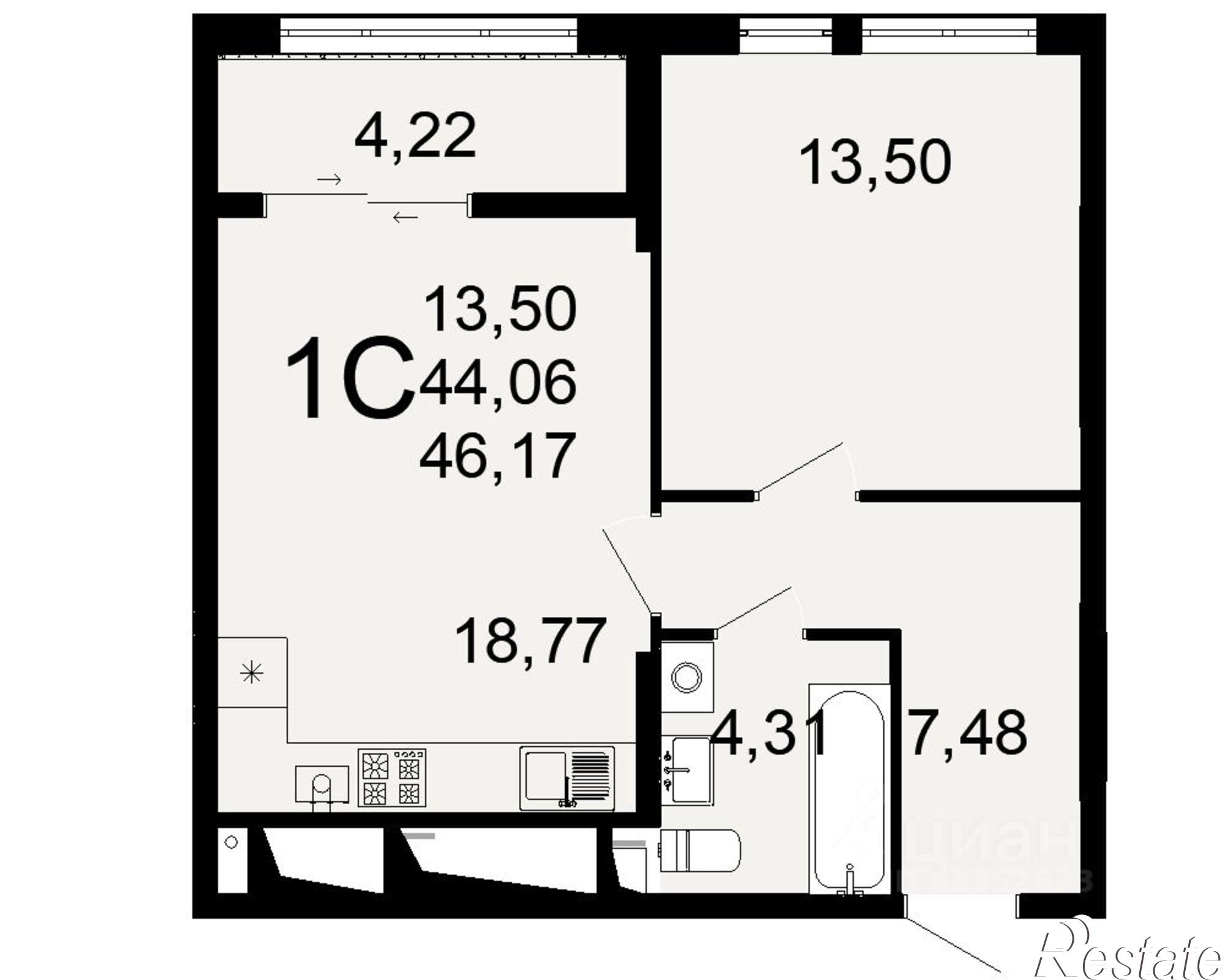 Купить квартиру за 5 101 780 рублей на Льговская улица, 10