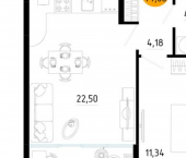1-комн, 44 кв м, этаж 6/25 улица Земнухова, 2