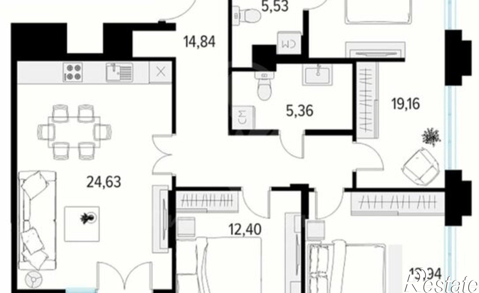 Купить квартиру за 23 000 000 рублей на ул 1-я Железнодорожная, 14 1