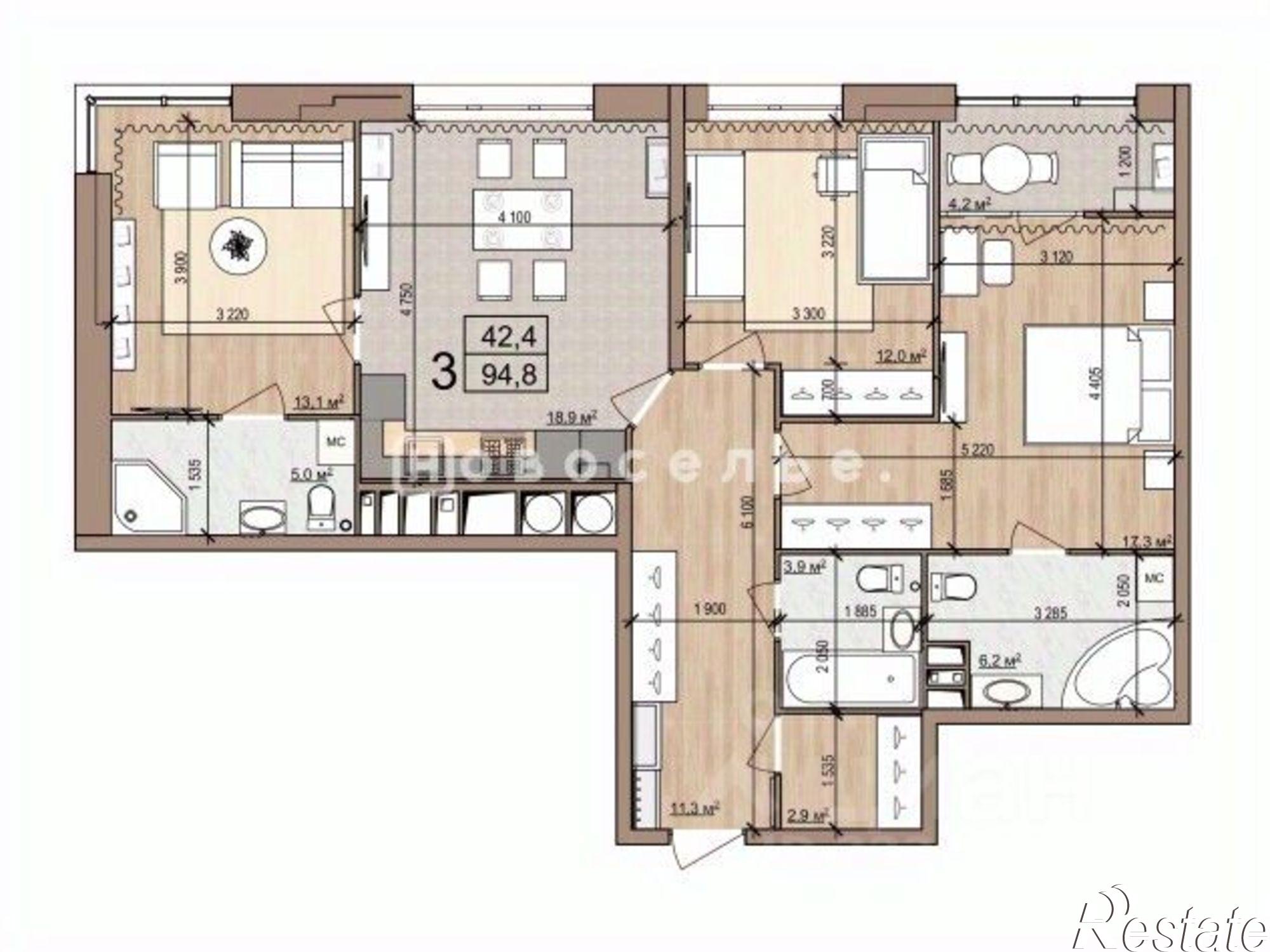 Купить квартиру за 10 500 000 рублей на 1-й Мервинский проезд, 35