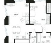 2-комн, 74 кв м, этаж 16/17 ул Татарская, 4