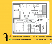1-комн, 37 кв м, этаж 14/15 ул Молодцова, 18
