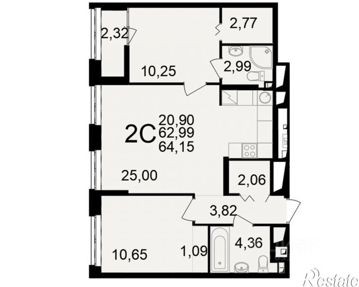 2-комн квартира в новом доме ул Чкалова, 23 1,  д. 23 1,  к. 1