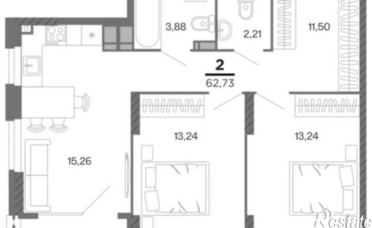 2-комн квартира в новом доме Полевая улица, 47А,  д. 47А