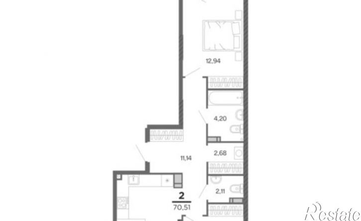 2-комн квартира в новом доме Полевая улица, 47А,  д. 47А