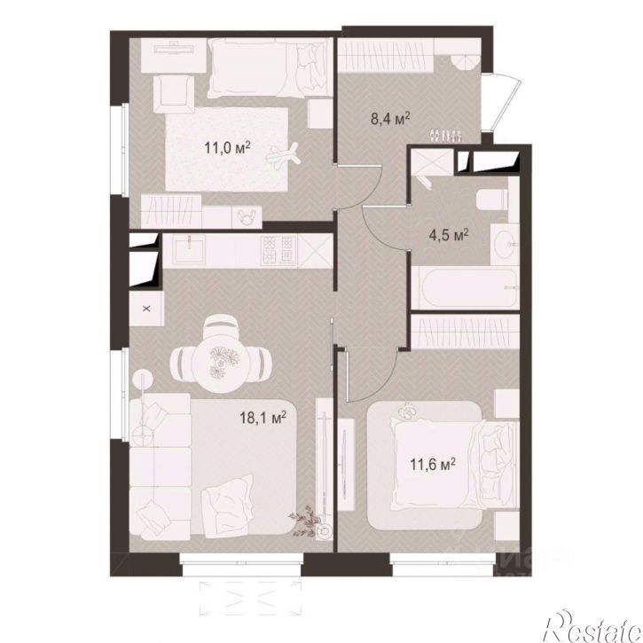2-комн квартира в новом доме ул Костычева, 15б,  д. 15б
