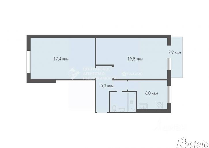 2-комн квартира улица Корнилова, 2А,  д. 2А