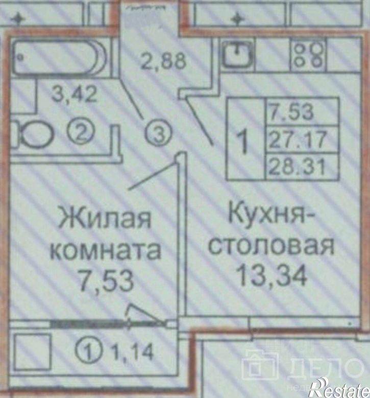 1-комн квартира ул Полина, 1,  д. 1