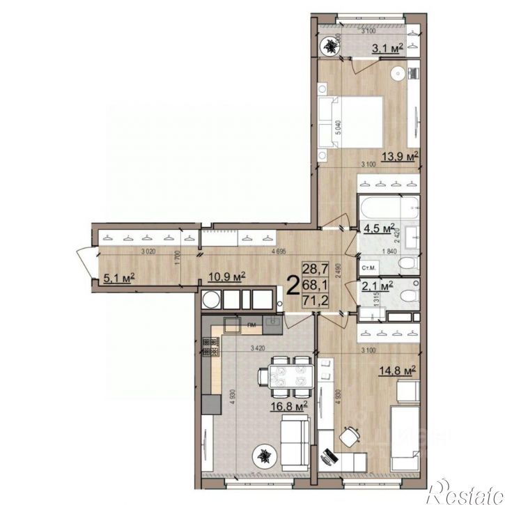 2-комн квартира в новом доме ул Быстрецкая, 18 3,  д. 18 3,  к. 3