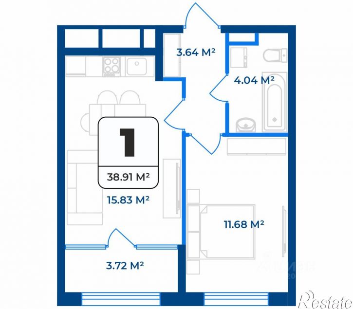 1-комн квартира в новом доме улица Рытикова, 18/32,  д. 18/32