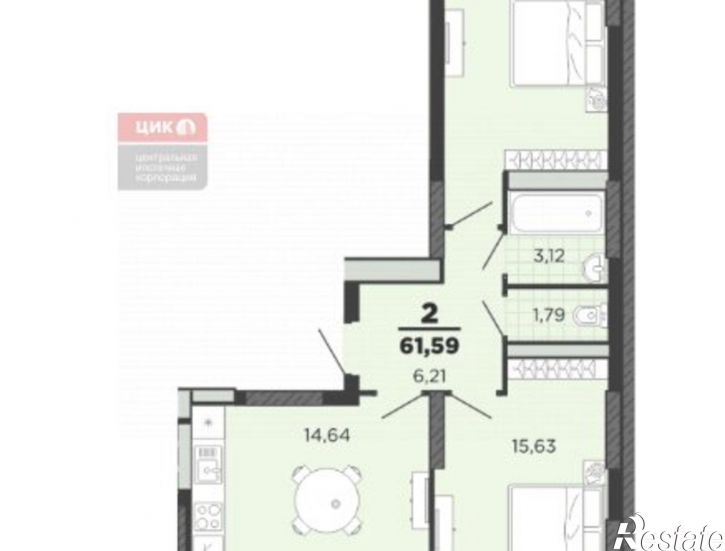 2-комн квартира ул Островского, 126 1,  д. 126 1,  к. 1