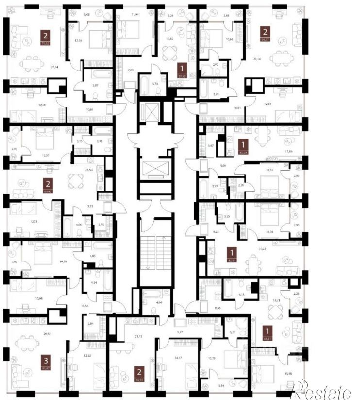 2-комн квартира в новом доме ул Бирюзова, 21 2 стр 3,  д. 21 2 стр 3,  к. 2 стр 3