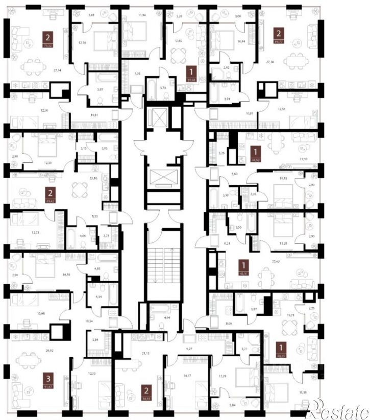 2-комн квартира в новом доме ул Бирюзова, 21 2 стр 3,  д. 21 2 стр 3,  к. 2 стр 3
