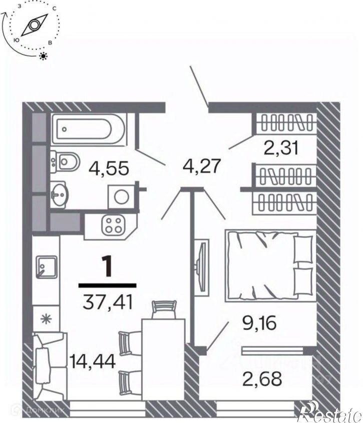 1-комн квартира в новом доме ул Быстрецкая, 20 2,  д. 20 2,  к. 2