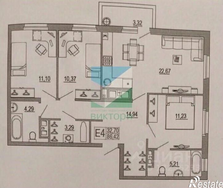 3-комн квартира ул Брестская, 5,  д. 5