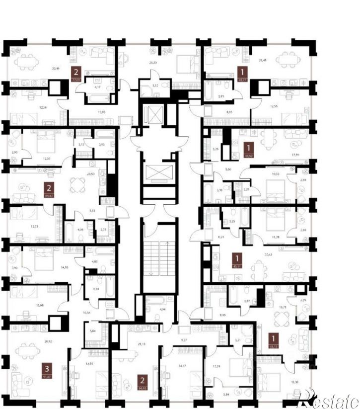 1-комн квартира в новом доме ул Бирюзова, 21 2 стр 3,  д. 21 2 стр 3,  к. 2 стр 3