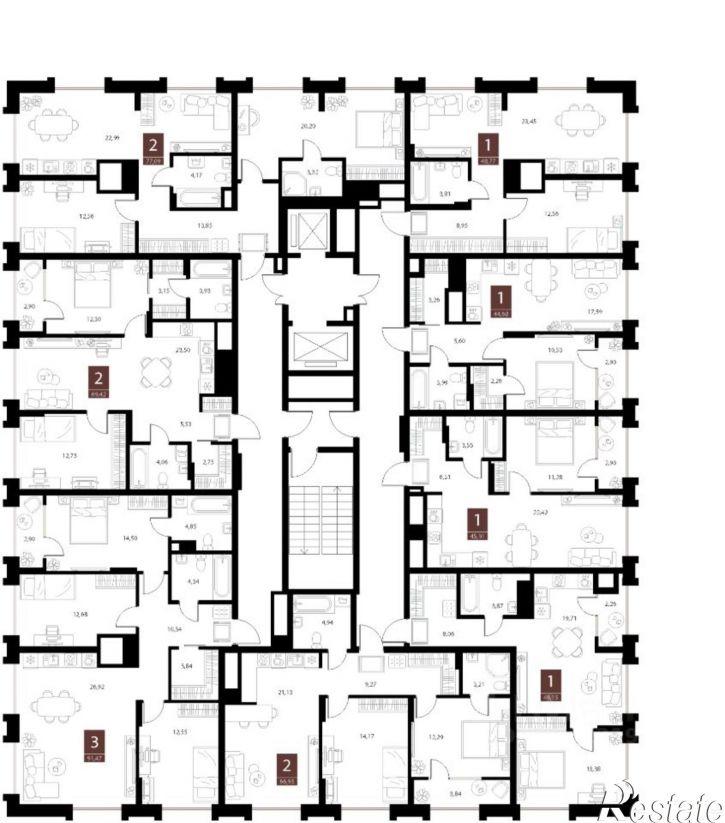 1-комн квартира в новом доме ул Бирюзова, 21 2 стр 3,  д. 21 2 стр 3,  к. 2 стр 3