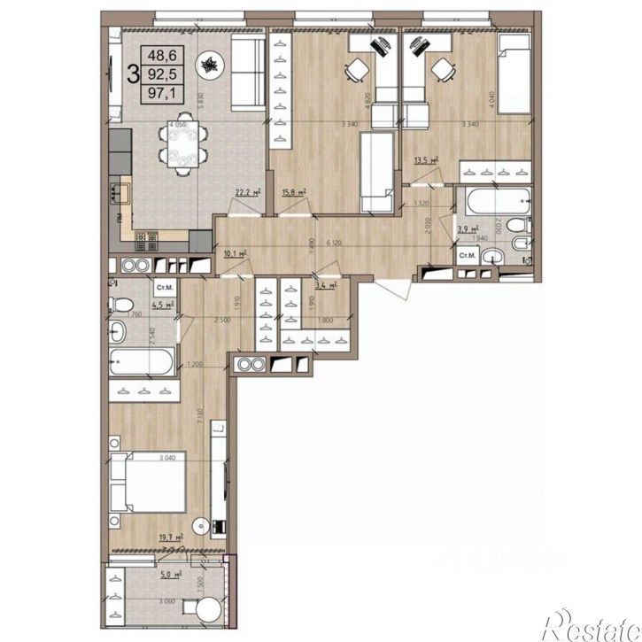 3-комн квартира в новом доме ул Быстрецкая, 18 3,  д. 18 3,  к. 3