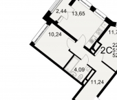 2-комн, 52 кв м, этаж 3/25 Северный пер, 1а