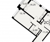 2-комн, 58 кв м, этаж 12/25 Северный пер, 1а