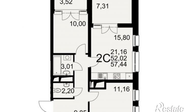2-комн квартира в новом доме Северный пер, 1а,  д. 1а