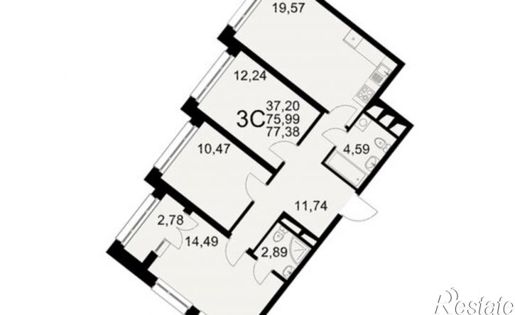 3-комн квартира в новом доме Северный пер, 1а,  д. 1а