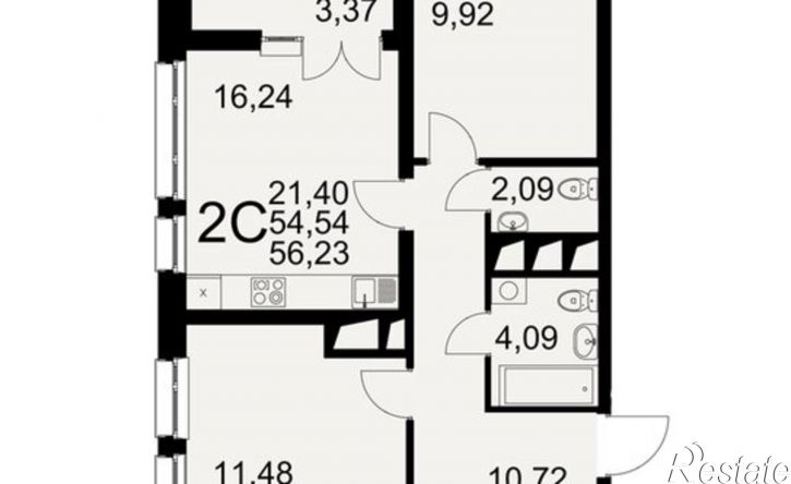 2-комн квартира в новом доме Северный пер, 1а,  д. 1а