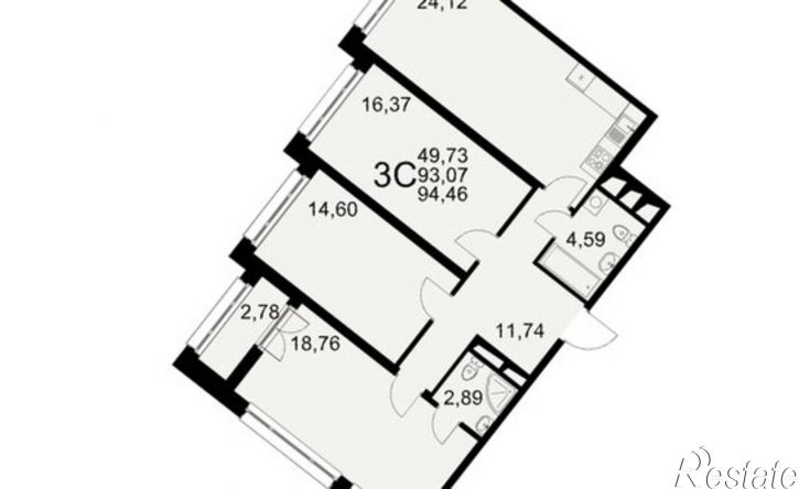 3-комн квартира в новом доме Северный пер, 1а,  д. 1а