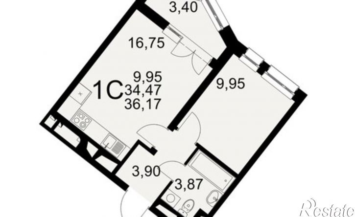 1-комн квартира в новом доме Северный пер, 1а,  д. 1а