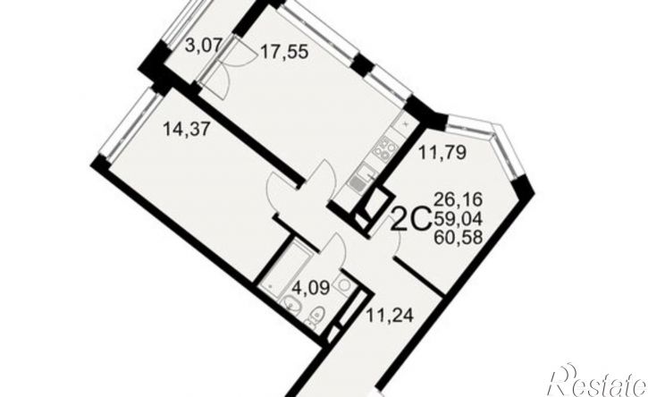 2-комн квартира в новом доме Северный пер, 1а,  д. 1а