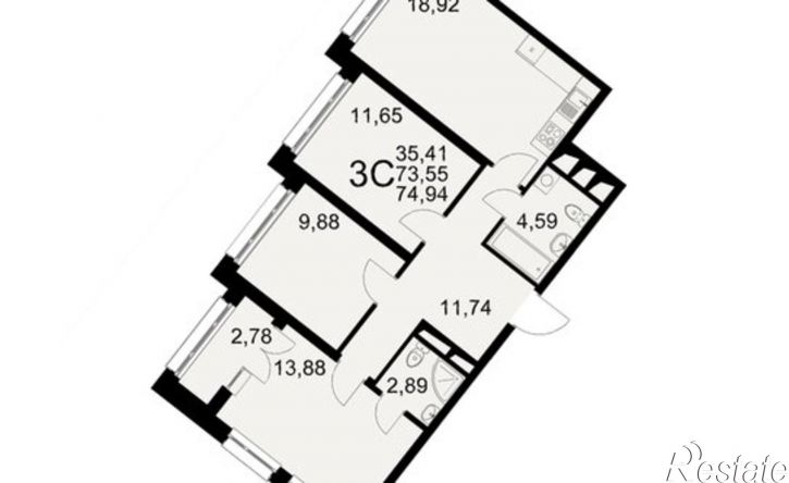 3-комн квартира в новом доме Северный пер, 1а,  д. 1а