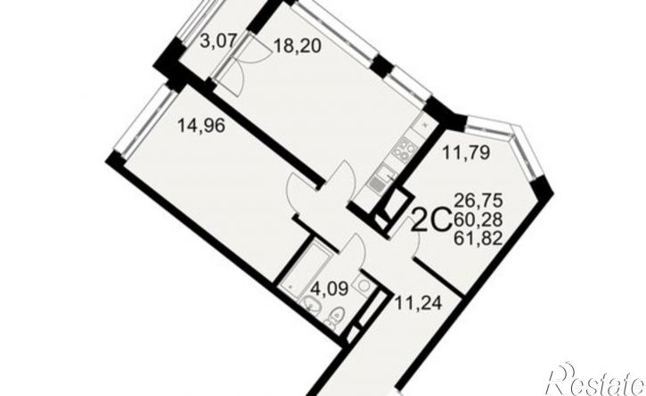 2-комн квартира в новом доме Северный пер, 1а,  д. 1а