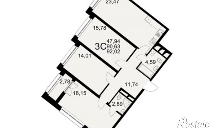 3-комн квартира в новом доме Северный пер, 1а,  д. 1а