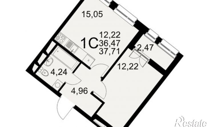 1-комн квартира в новом доме Северный пер, 1а,  д. 1а