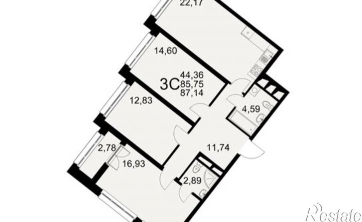 3-комн квартира в новом доме Северный пер, 1а,  д. 1а