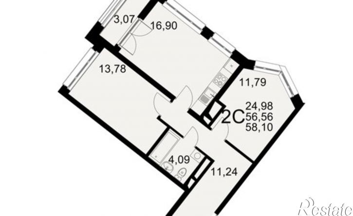 2-комн квартира в новом доме Северный пер, 1а,  д. 1а