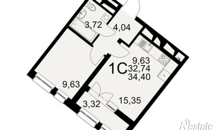 1-комн квартира в новом доме Северный пер, 1а,  д. 1а