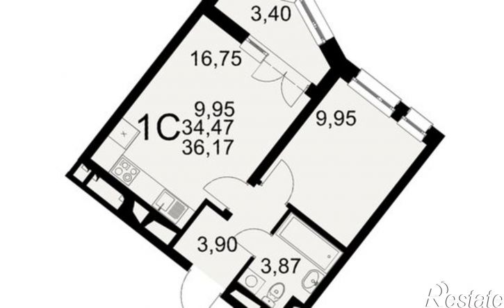 1-комн квартира в новом доме Северный пер, 1а,  д. 1а