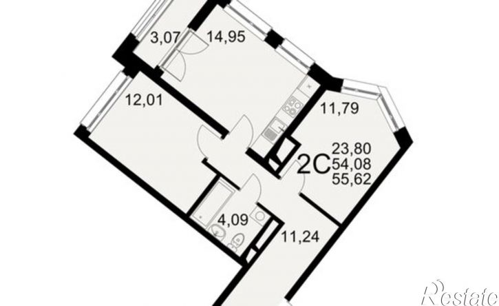 2-комн квартира в новом доме Северный пер, 1а,  д. 1а