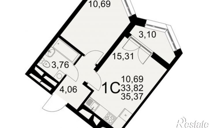 1-комн квартира в новом доме Северный пер, 1а,  д. 1а