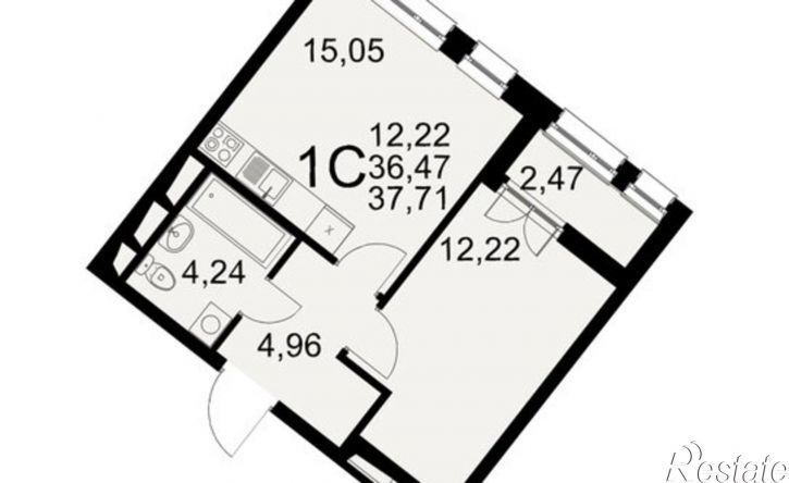 1-комн квартира в новом доме Северный пер, 1а,  д. 1а