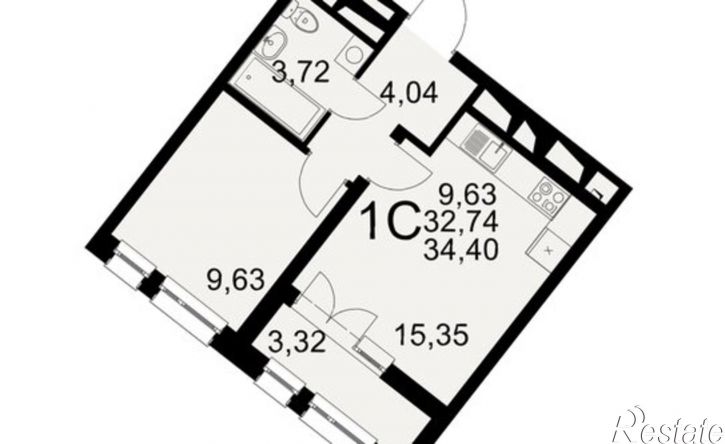 1-комн квартира в новом доме Северный пер, 1а,  д. 1а