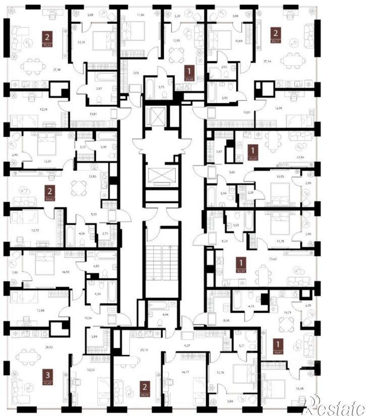 1-комн квартира в новом доме ул Бирюзова, 21 2 стр 3,  д. 21 2 стр 3,  к. 2 стр 3