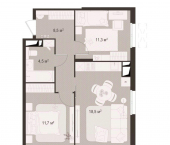 2-комн, 54 кв м, этаж 3/25 ул Костычева, 15б