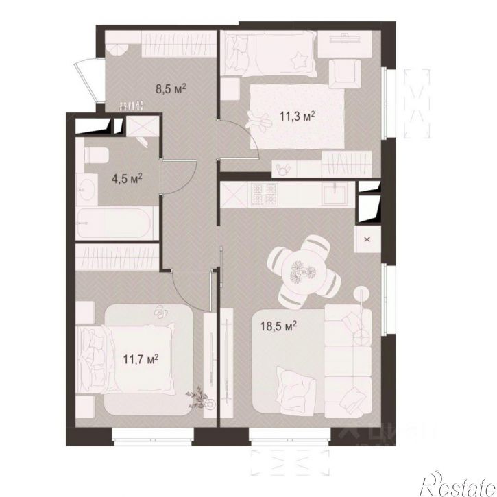 2-комн квартира в новом доме ул Костычева, 15б,  д. 15б