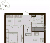 1-комн, 42 кв м, этаж 3/8 Затинная улица, 3