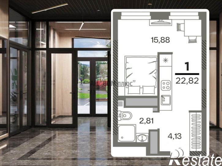 1-комн квартира в новом доме микрорайон Олимпийский городок